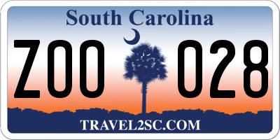 SC license plate ZOO028