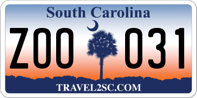 SC license plate ZOO031
