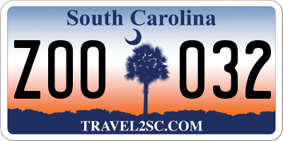 SC license plate ZOO032