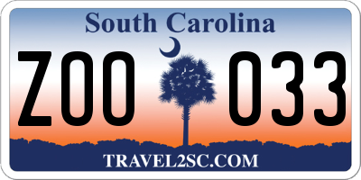 SC license plate ZOO033