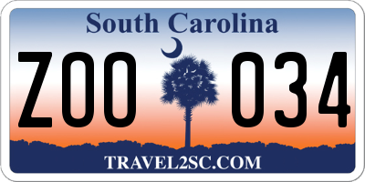 SC license plate ZOO034