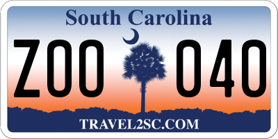 SC license plate ZOO040