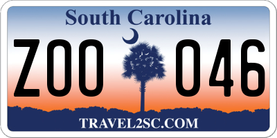 SC license plate ZOO046