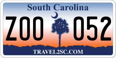 SC license plate ZOO052