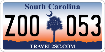 SC license plate ZOO053