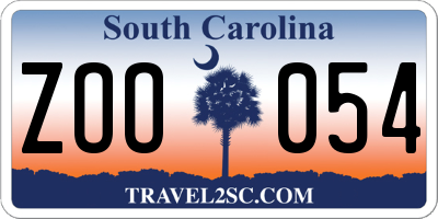 SC license plate ZOO054