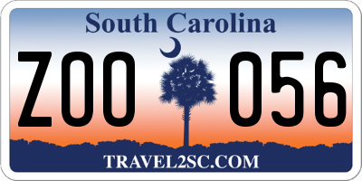 SC license plate ZOO056