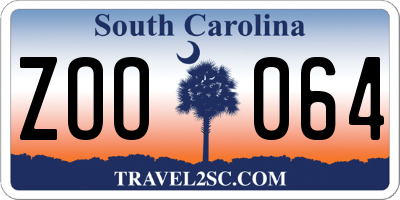 SC license plate ZOO064