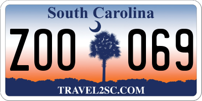 SC license plate ZOO069