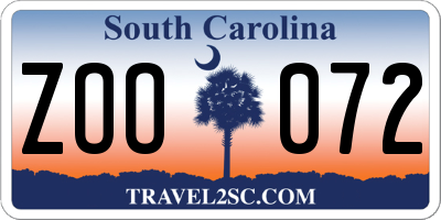 SC license plate ZOO072