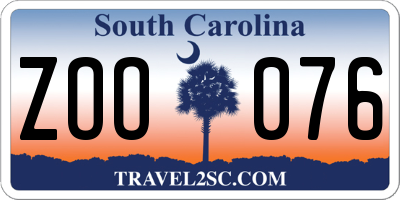 SC license plate ZOO076