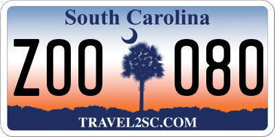 SC license plate ZOO080