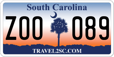 SC license plate ZOO089