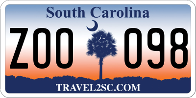 SC license plate ZOO098