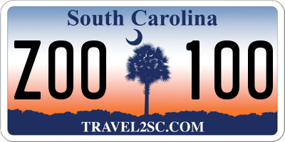 SC license plate ZOO100