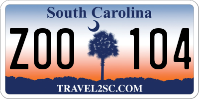 SC license plate ZOO104