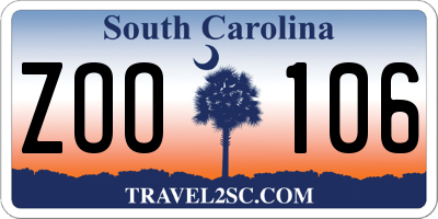 SC license plate ZOO106