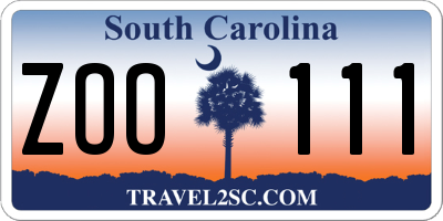 SC license plate ZOO111