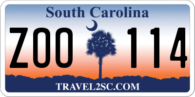SC license plate ZOO114