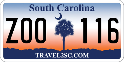 SC license plate ZOO116