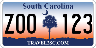 SC license plate ZOO123
