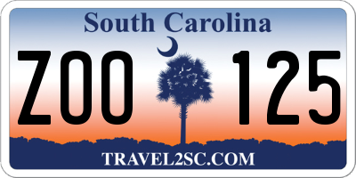 SC license plate ZOO125