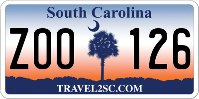 SC license plate ZOO126