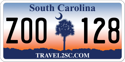 SC license plate ZOO128