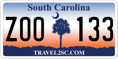 SC license plate ZOO133