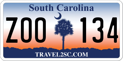 SC license plate ZOO134