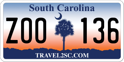 SC license plate ZOO136