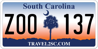 SC license plate ZOO137