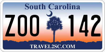 SC license plate ZOO142
