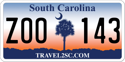 SC license plate ZOO143