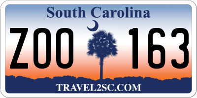SC license plate ZOO163