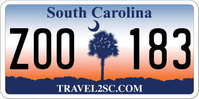 SC license plate ZOO183
