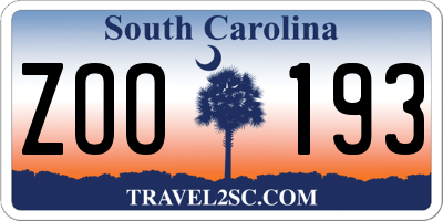 SC license plate ZOO193
