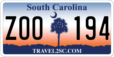 SC license plate ZOO194