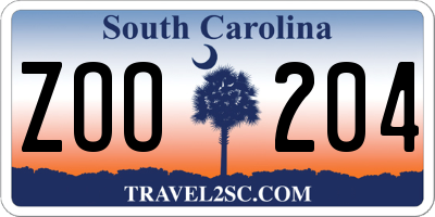 SC license plate ZOO204