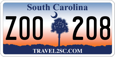 SC license plate ZOO208