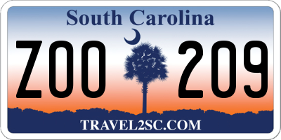SC license plate ZOO209