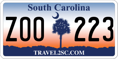 SC license plate ZOO223
