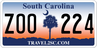 SC license plate ZOO224