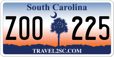 SC license plate ZOO225