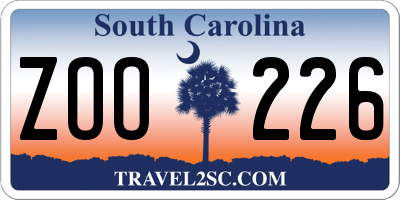 SC license plate ZOO226