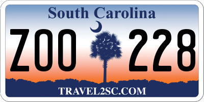 SC license plate ZOO228