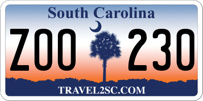 SC license plate ZOO230