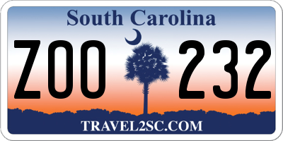 SC license plate ZOO232