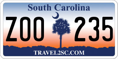 SC license plate ZOO235