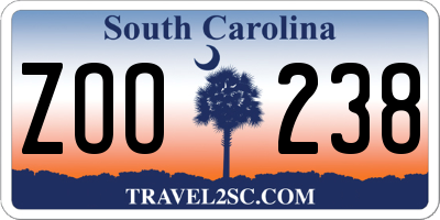 SC license plate ZOO238